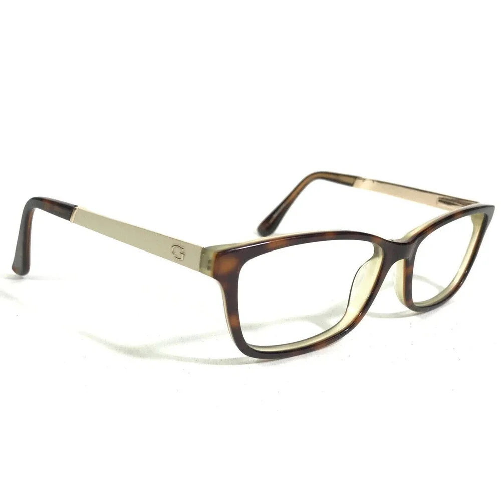 Guess Eyeglasses Frames Tortoise Beige Gold Rectangular Cat Eye 53-16-130